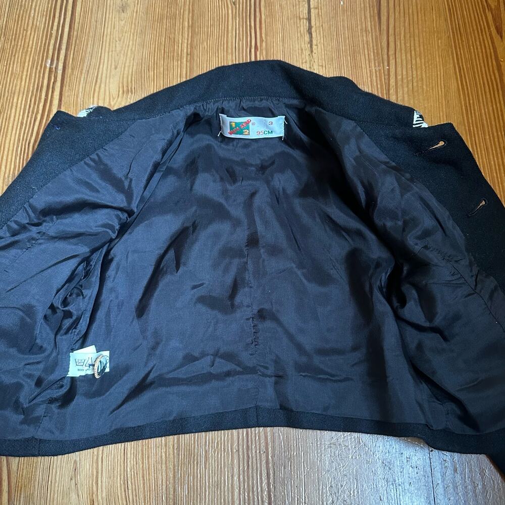 Why and 1/2 vintage black white checkered wool coat SIZE 3 - Picture 2 of 5